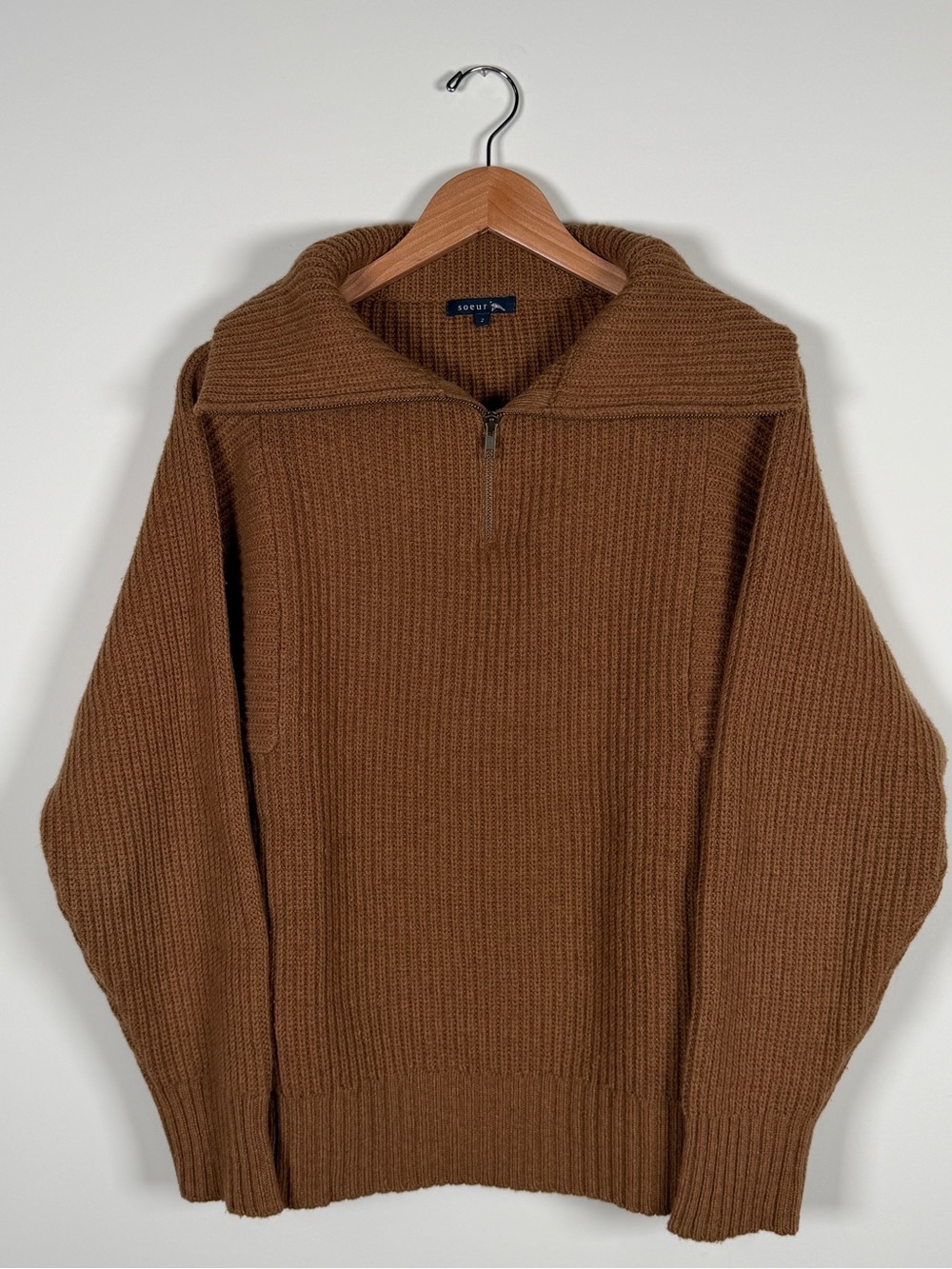 Soeur Heavy Wool Quarter Zip Sweater